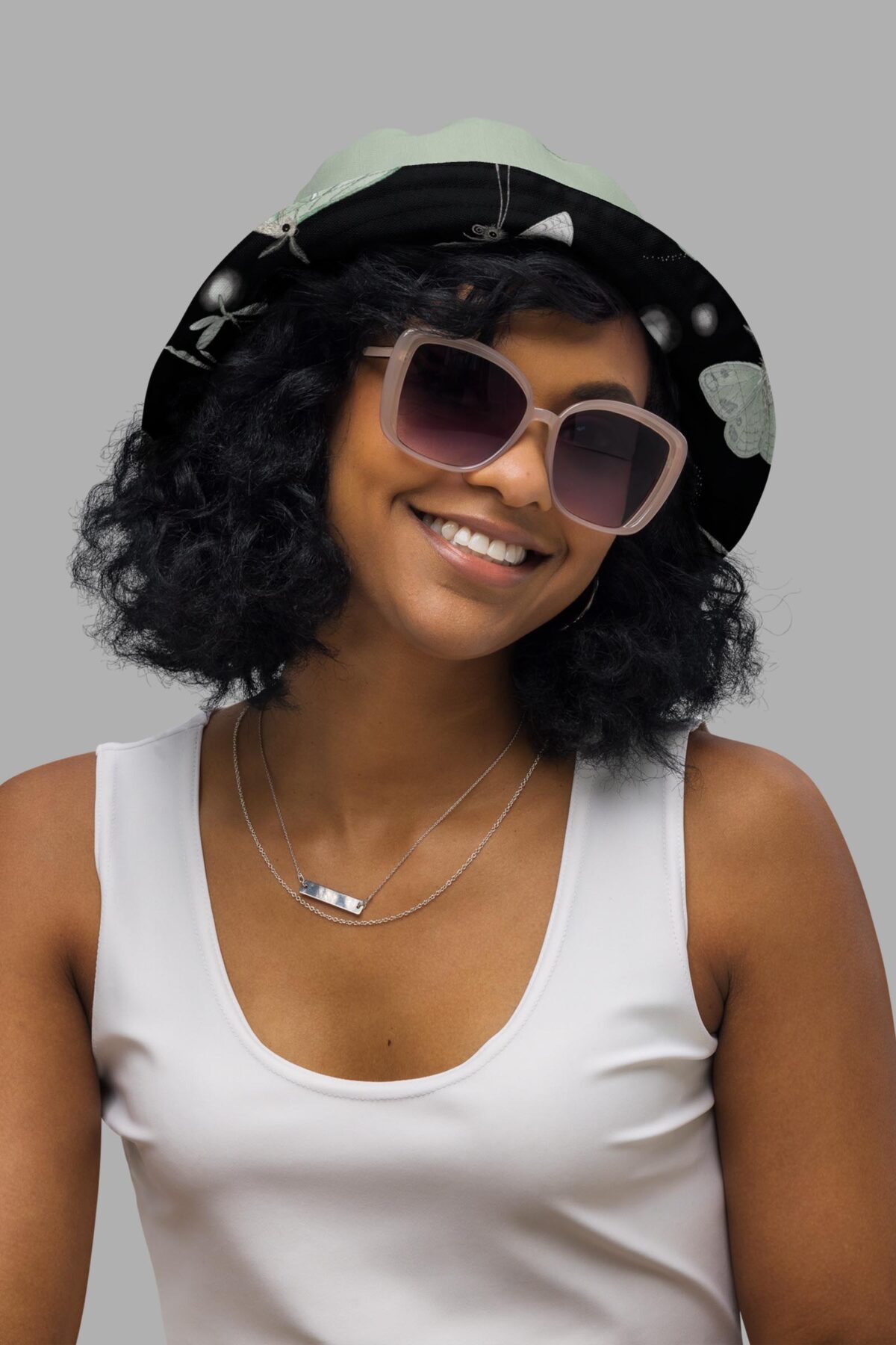 moonflight print reversible bucket hat