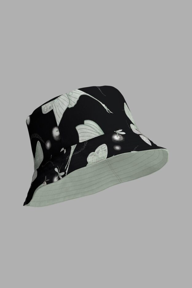 moonflight print reversible bucket hat