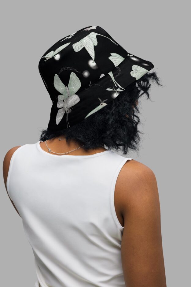 moonflight print reversible bucket hat