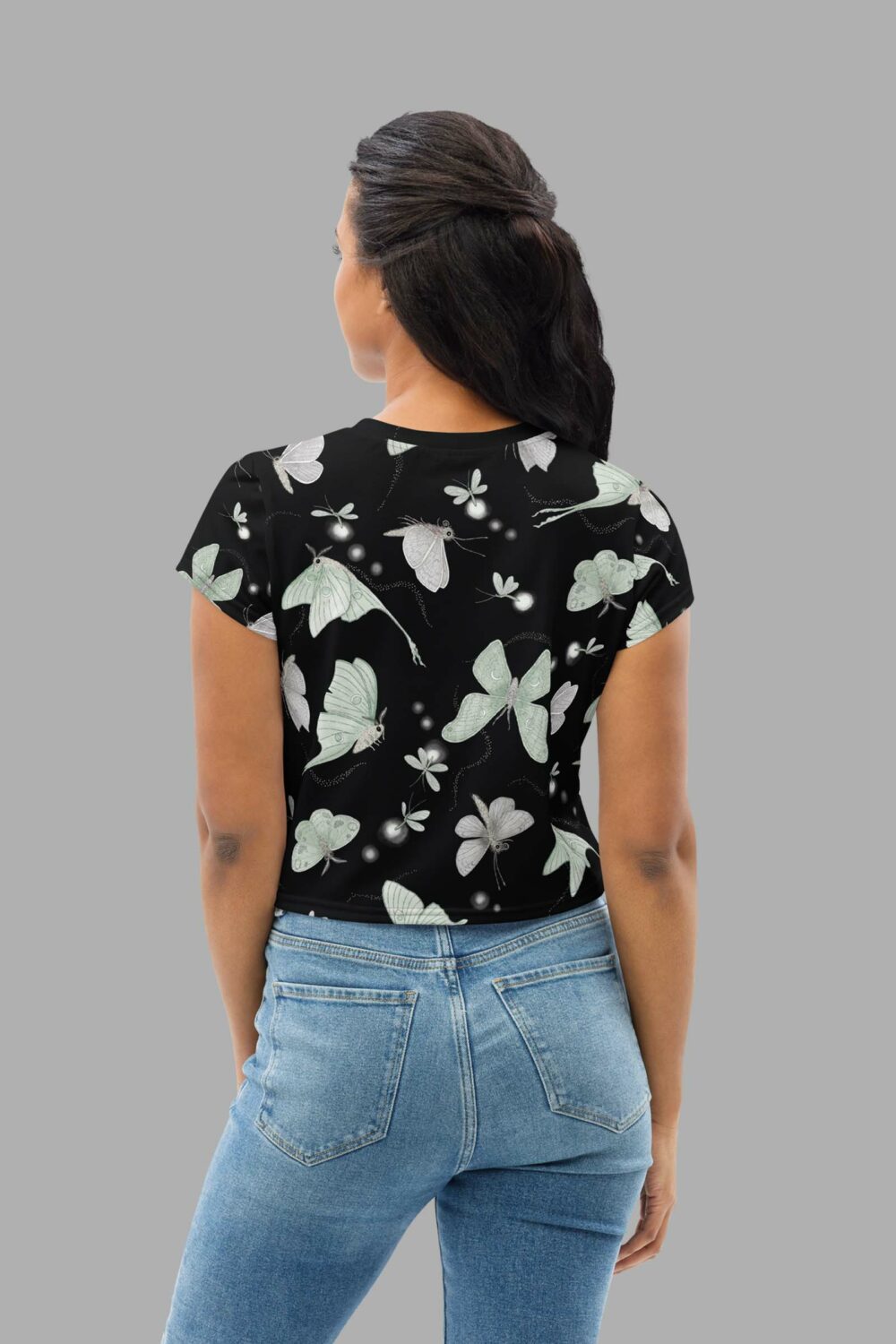 cosmic drifters moonflight print crop tee back