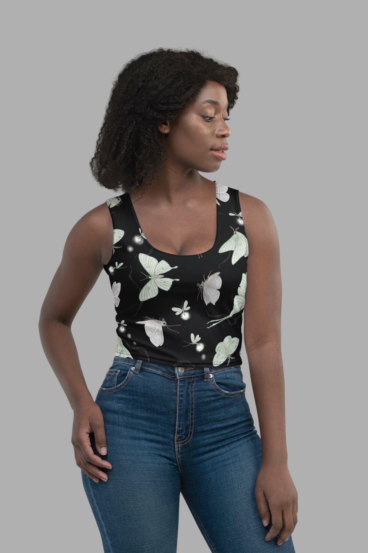 cosmic drifters moonflight print crop top front