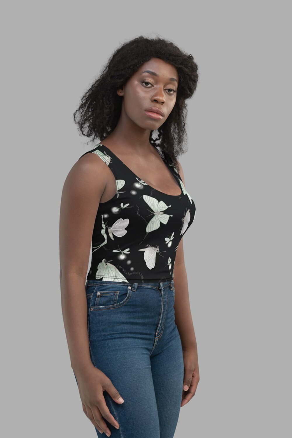 cosmic drifters moonflight print crop top side