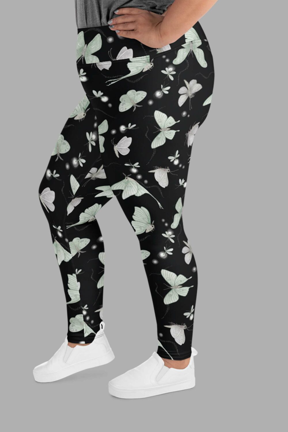 cosmic drifters moonflight print plus size leggings side