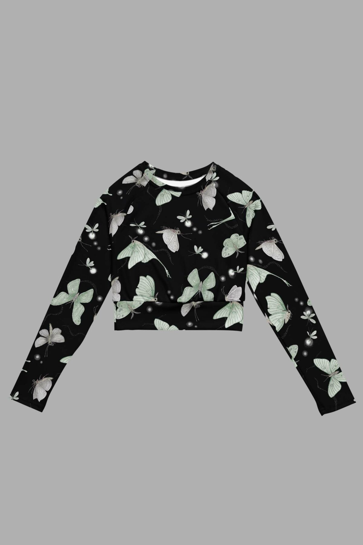 cosmic drifters moonflight print recycled long sleeve crop top front 2