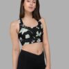 cosmic drifters moonflight print recycled longline sports bra side