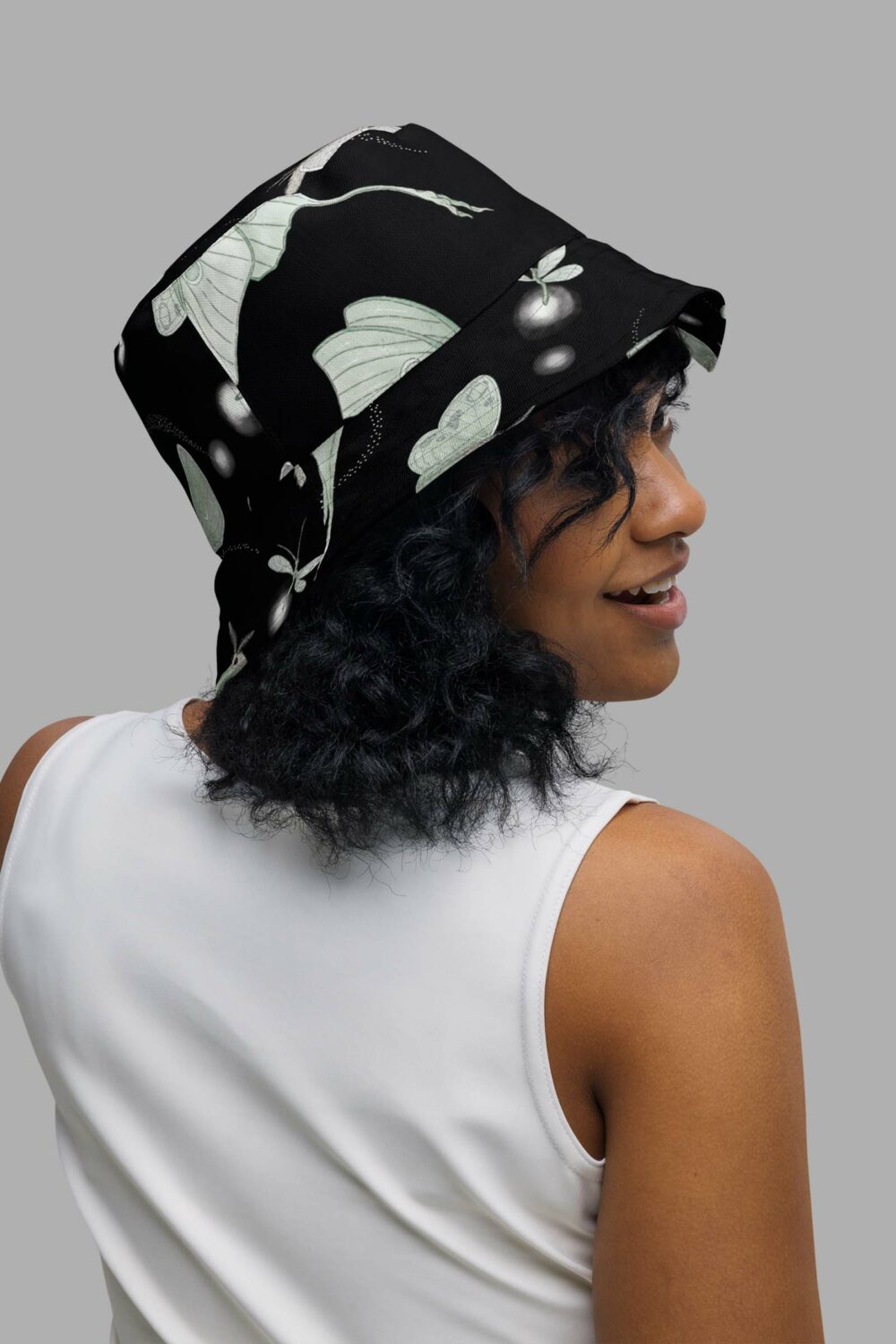 cosmic drifters moonflight print reversible bucket hat side