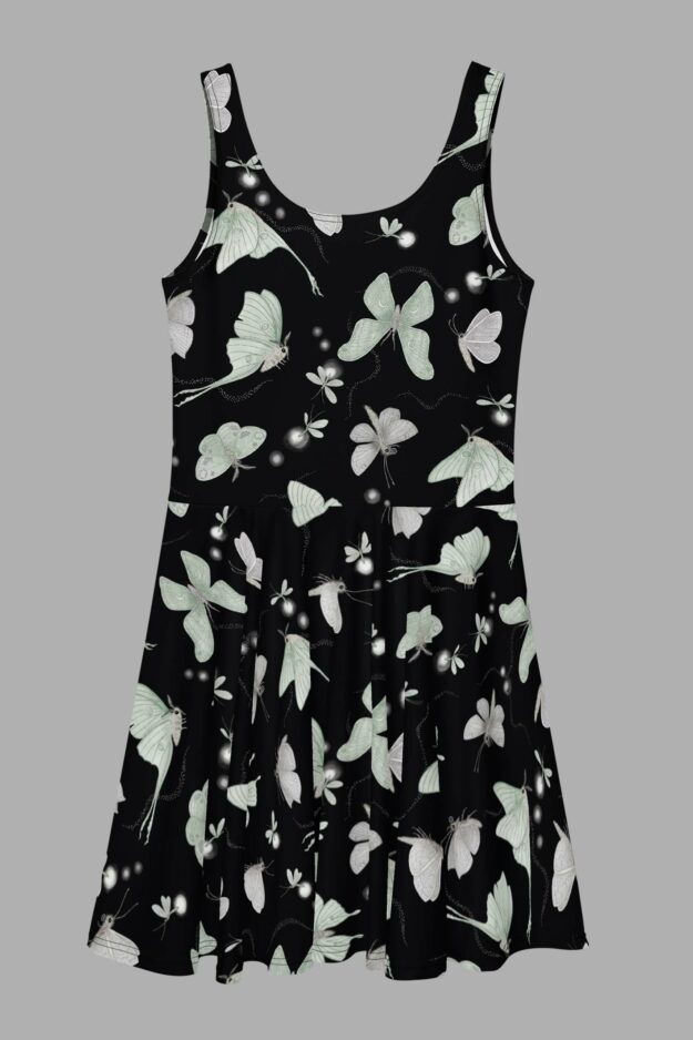 cosmic drifters moonflight print skater dress front 2