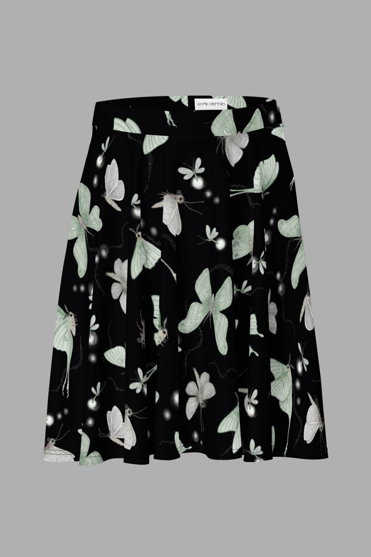 cosmic drifters moonflight print skater skirt front 2