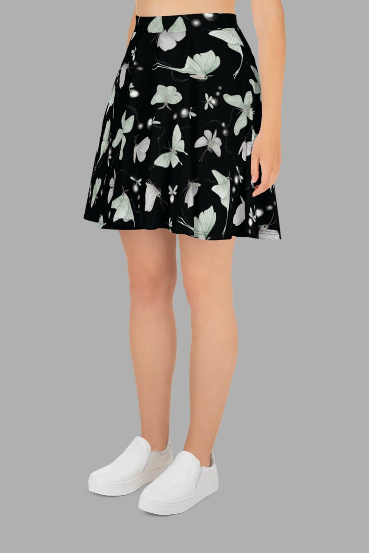 cosmic drifters moonflight print skater skirt side 1