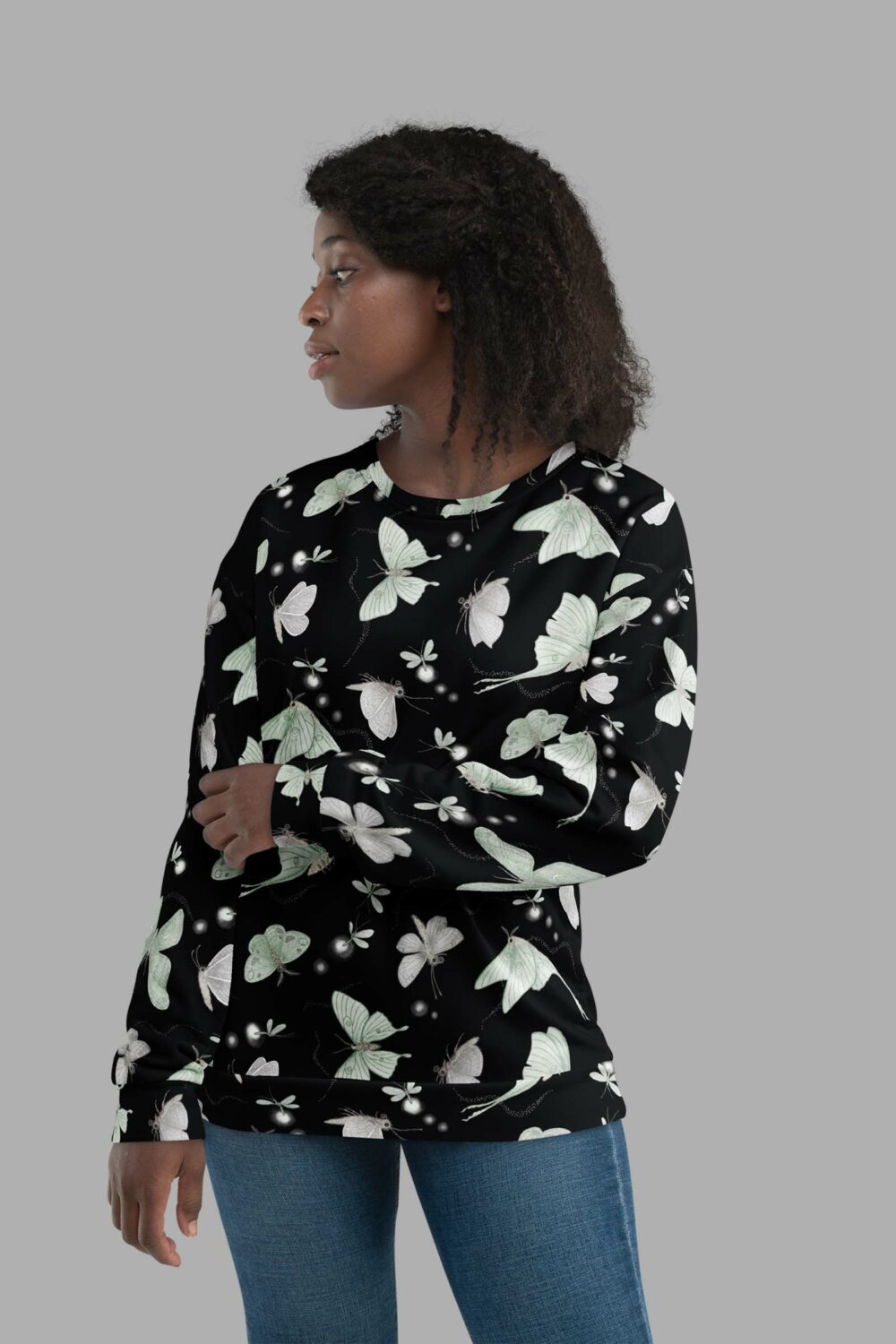 cosmic drifters moonflight print sweater front