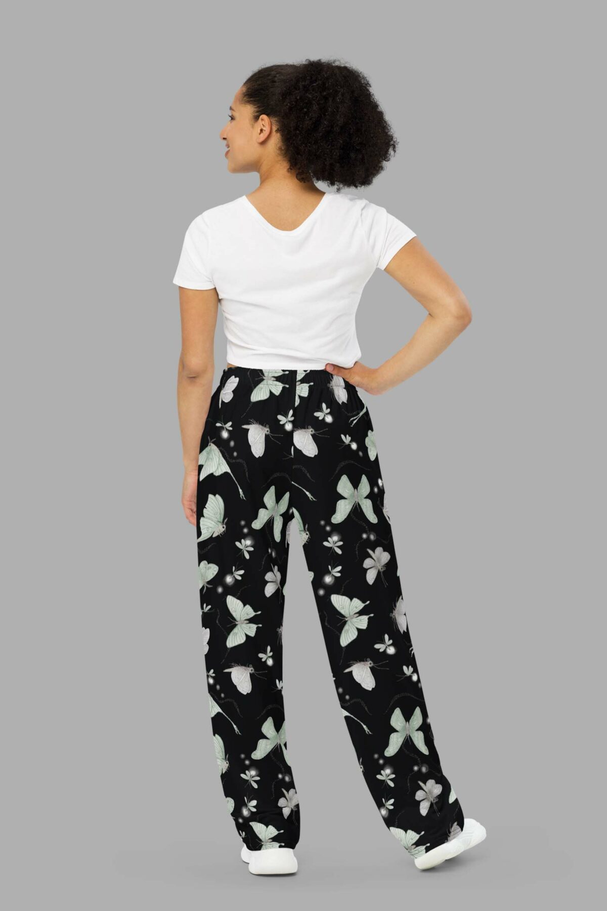 cosmic drifters moonflight print unisex wide leg pants back