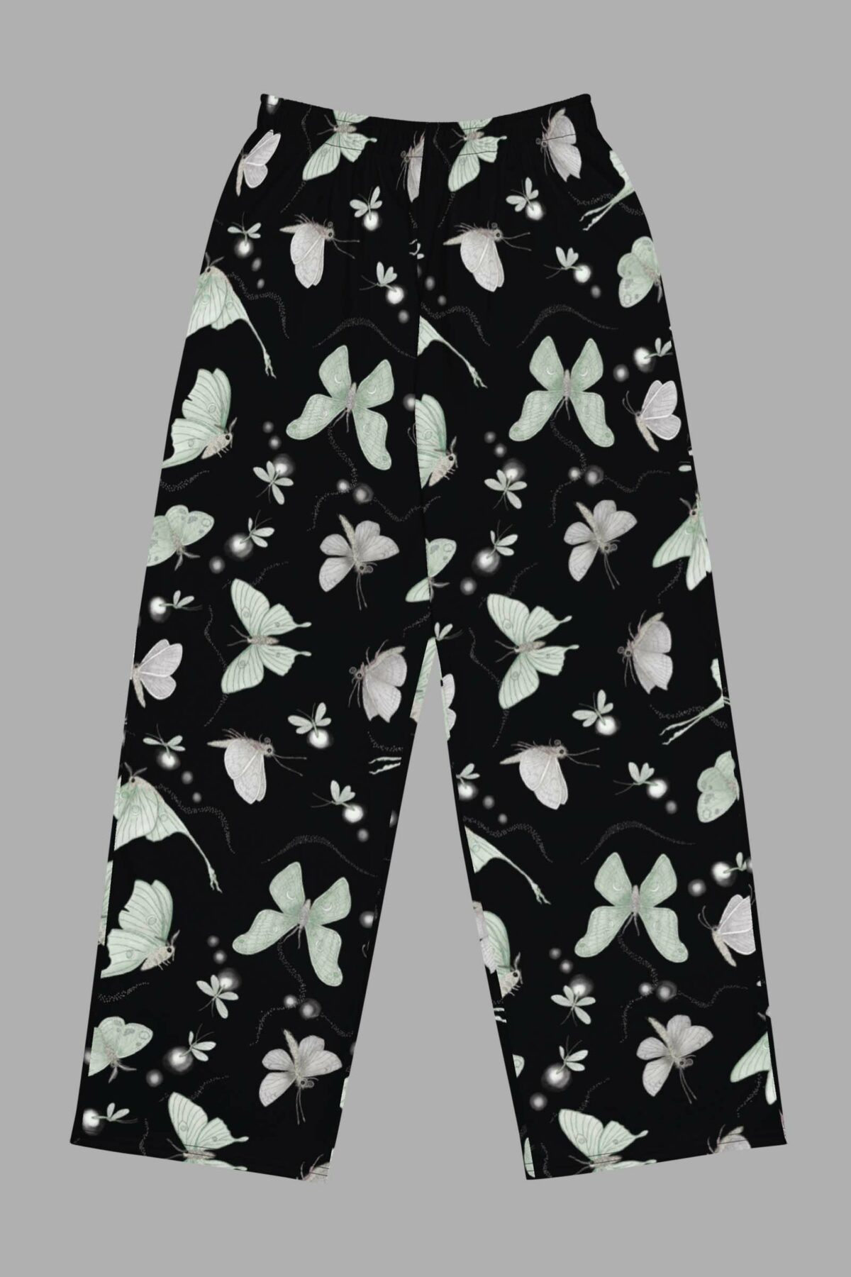 cosmic drifters moonflight print unisex wide leg pants front 2