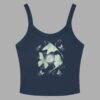 cosmic drifters moonflight print womens micro rib tank top solid black front 2