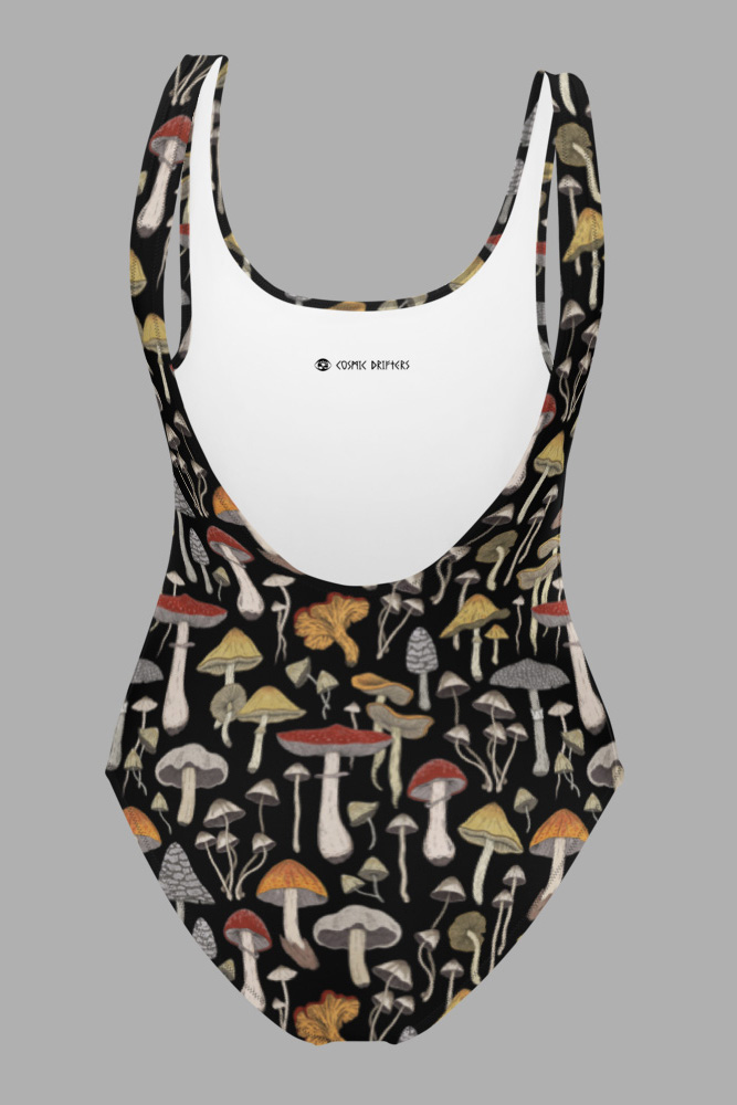 Mushroom Print One-Piece Swimsuit - Cosmic Drifters