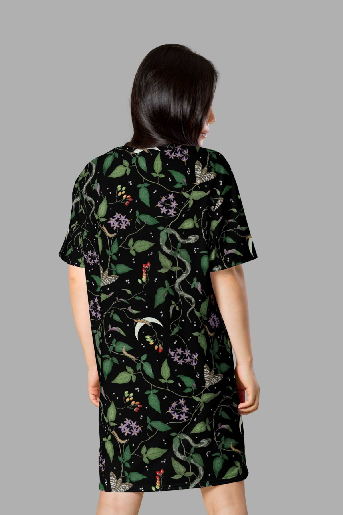 cosmic drifters nightshade print all over print t shirt dress back