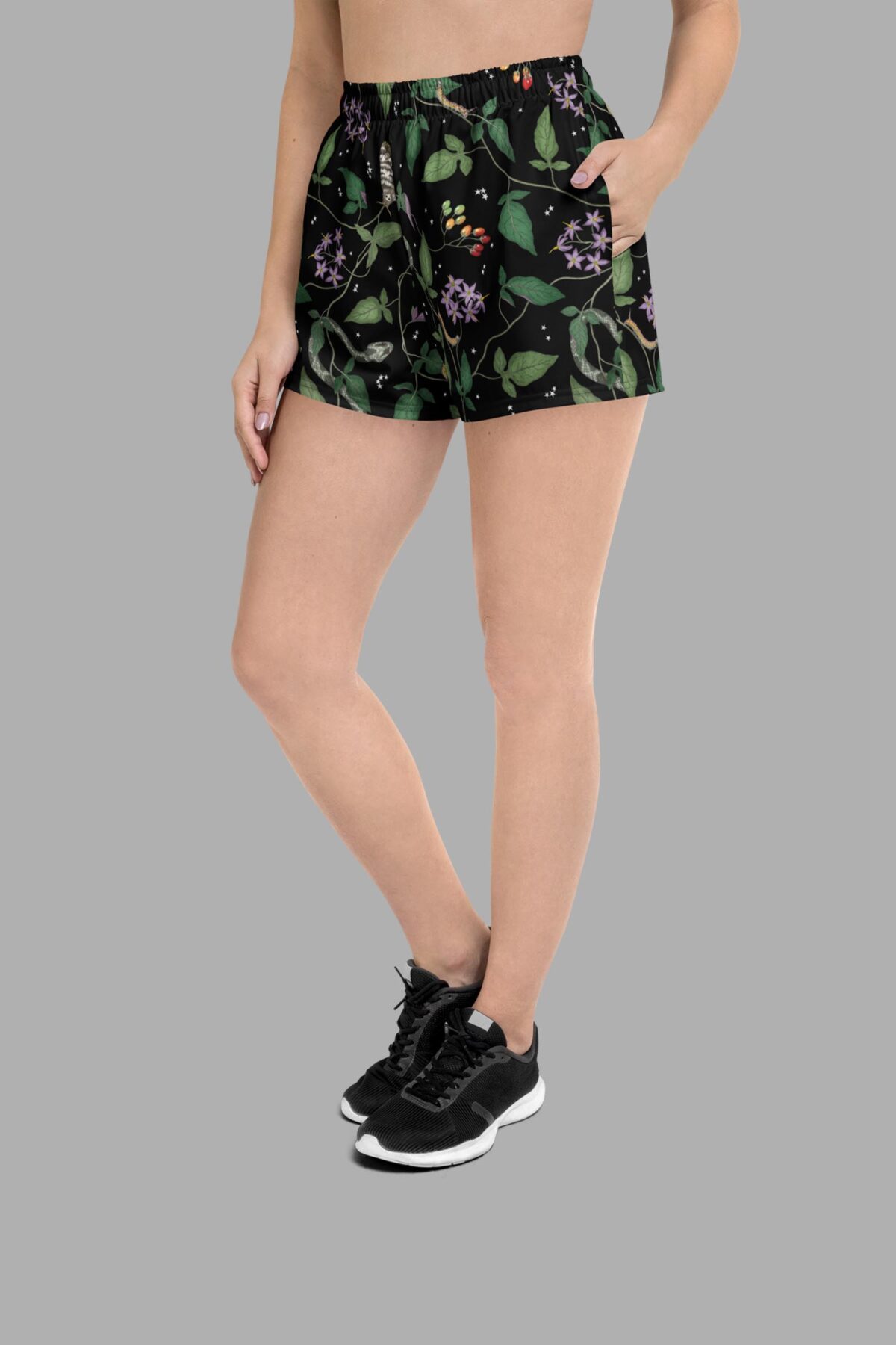 cosmic drifters nightshade print athletic shorts back