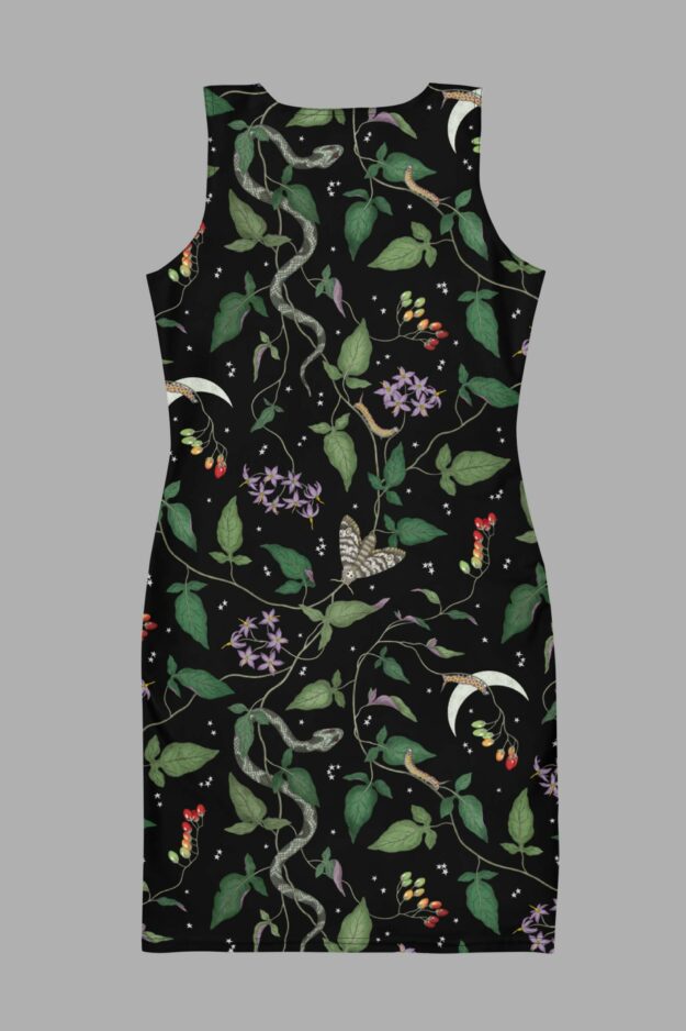 cosmic drifters nightshade print bodycon dress back2