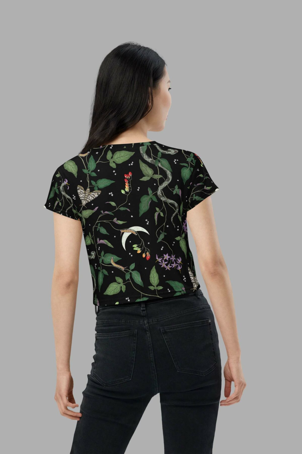 cosmic drifters nightshade print crop tee back