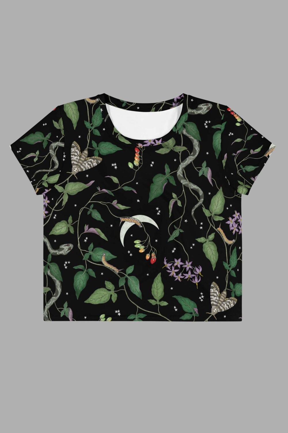 cosmic drifters nightshade print crop tee front 2