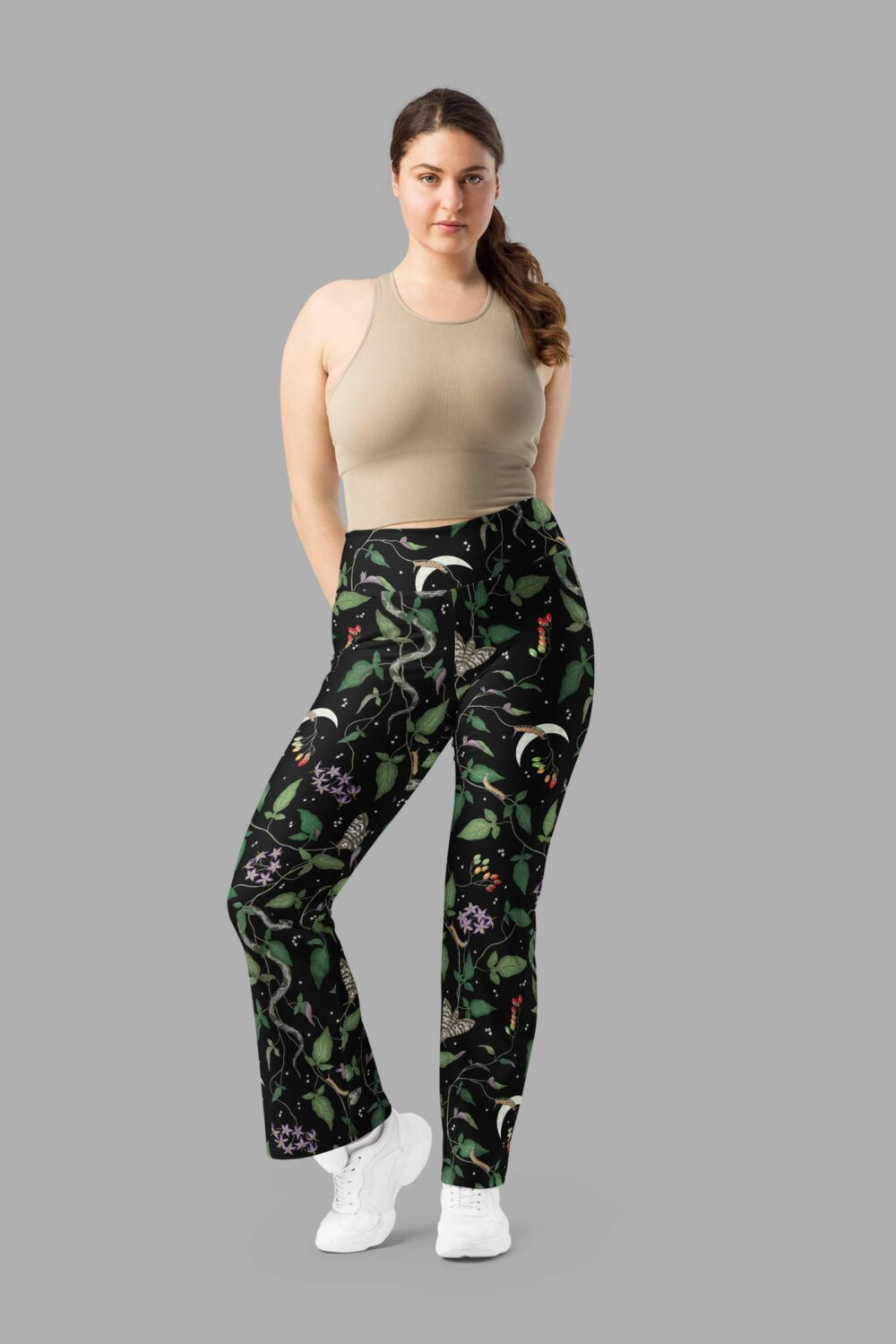 cosmic drifters nightshade print flare leggings front