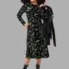 cosmic drifters nightshade print long sleeve midi dress front