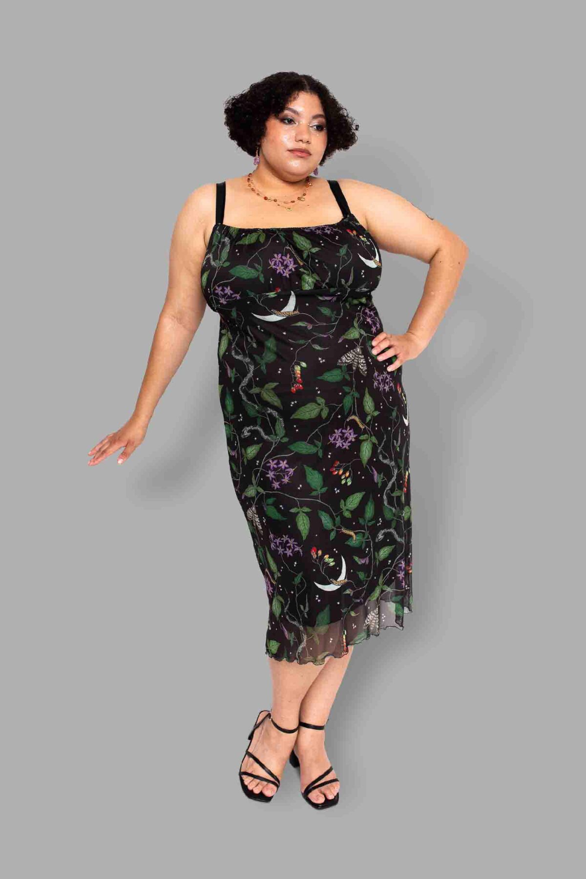 cosmic drifters nightshade print mesh dress front2