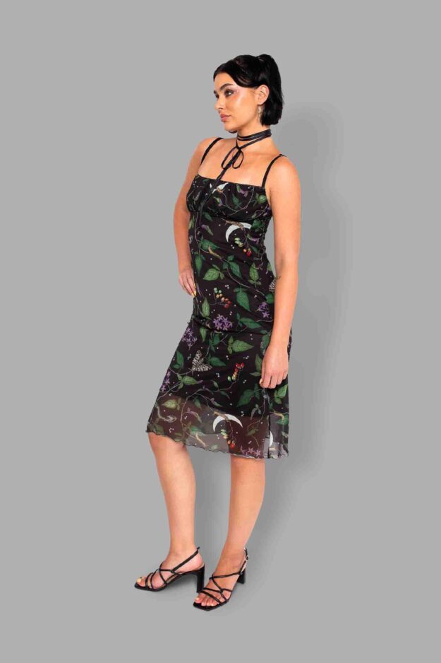 cosmic drifters nightshade print mesh dress side