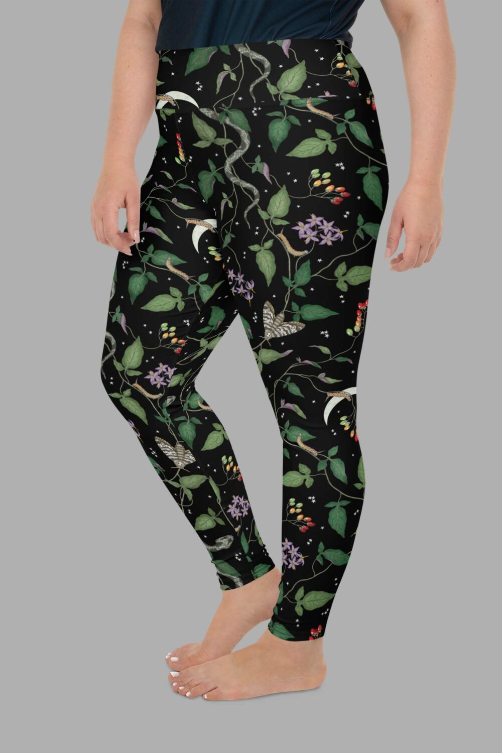 cosmic drifters nightshade print plus size leggings side