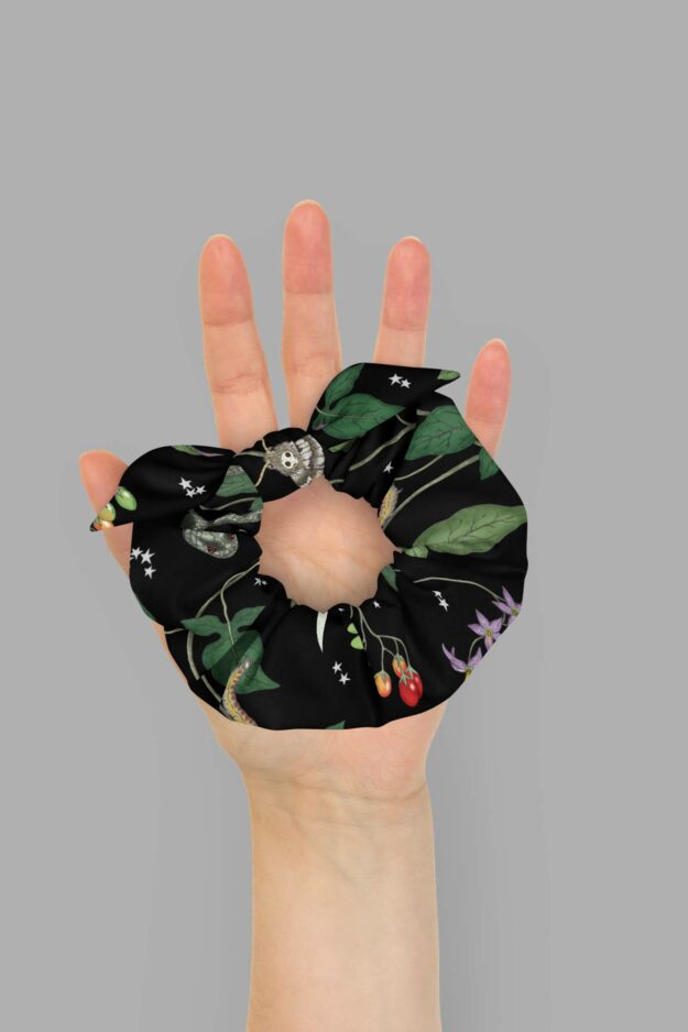 cosmic drifters nightshade print recycled scrunchie 3