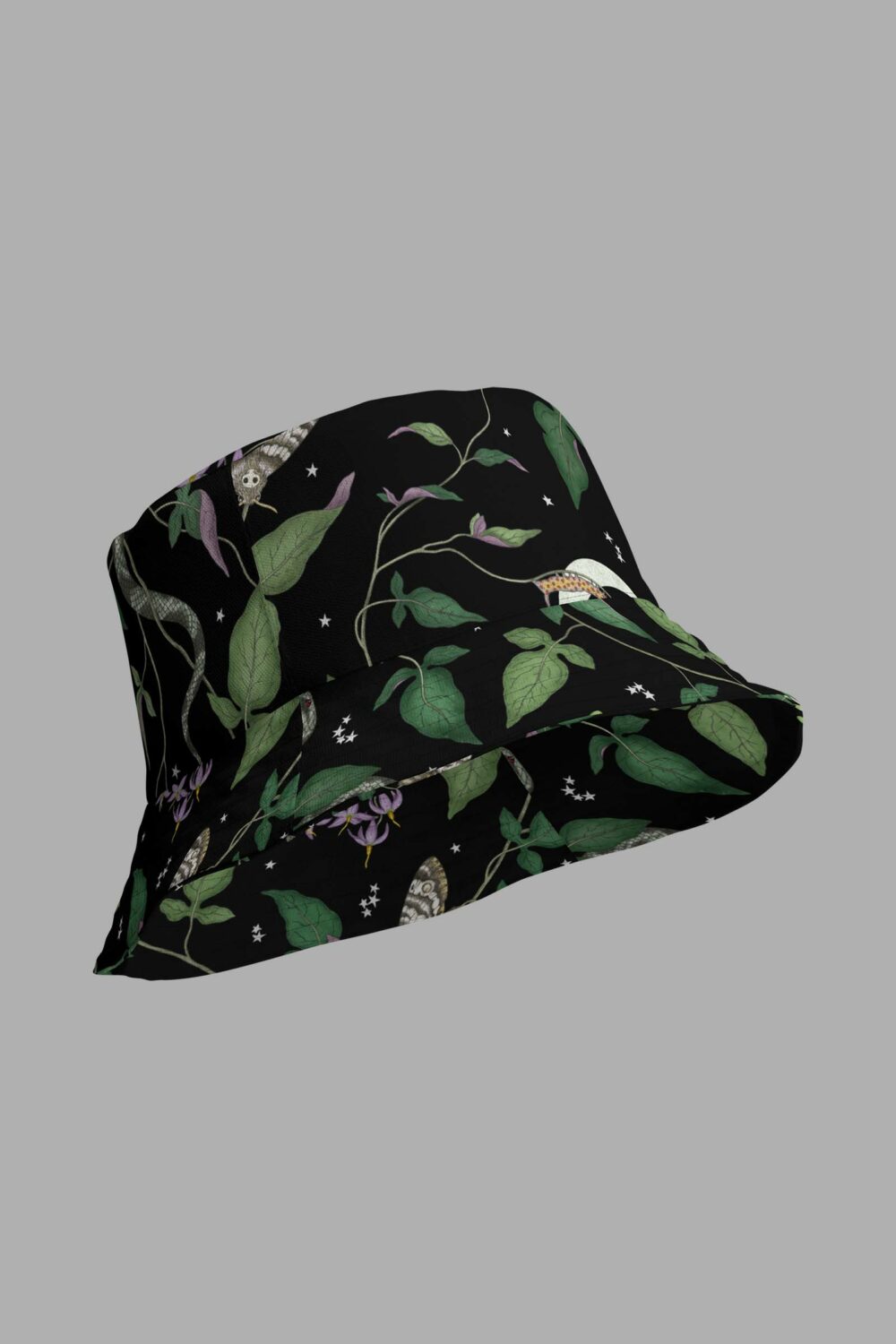 cosmic drifters nightshade print reversible bucket hat