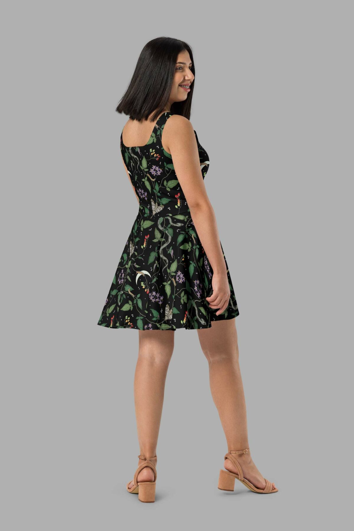 cosmic drifters nightshade print skater dress back