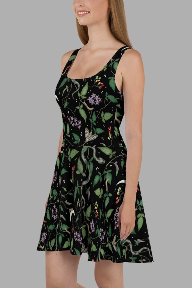 cosmic drifters nightshade print skater dress side