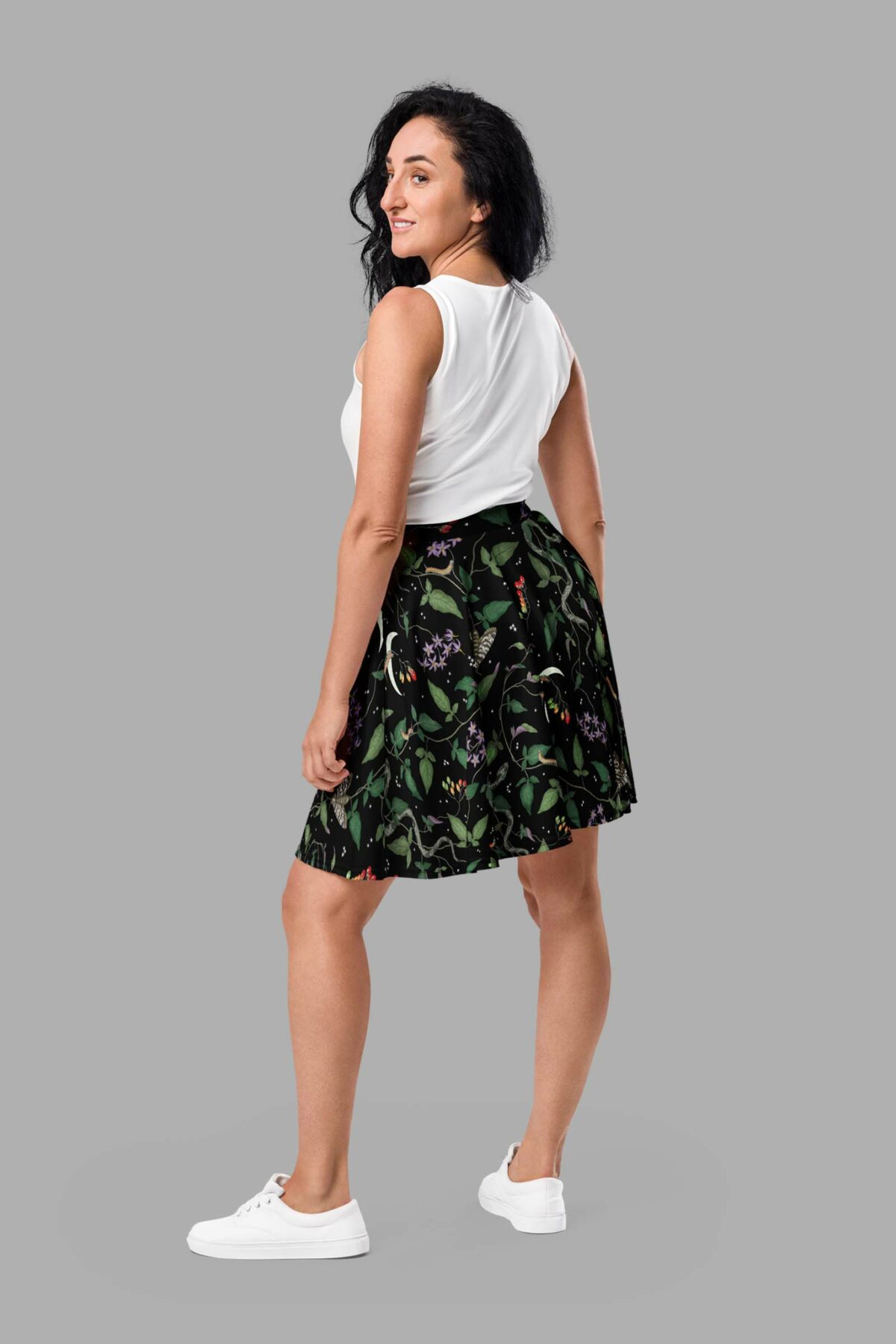 cosmic drifters nightshade print skater skirt back