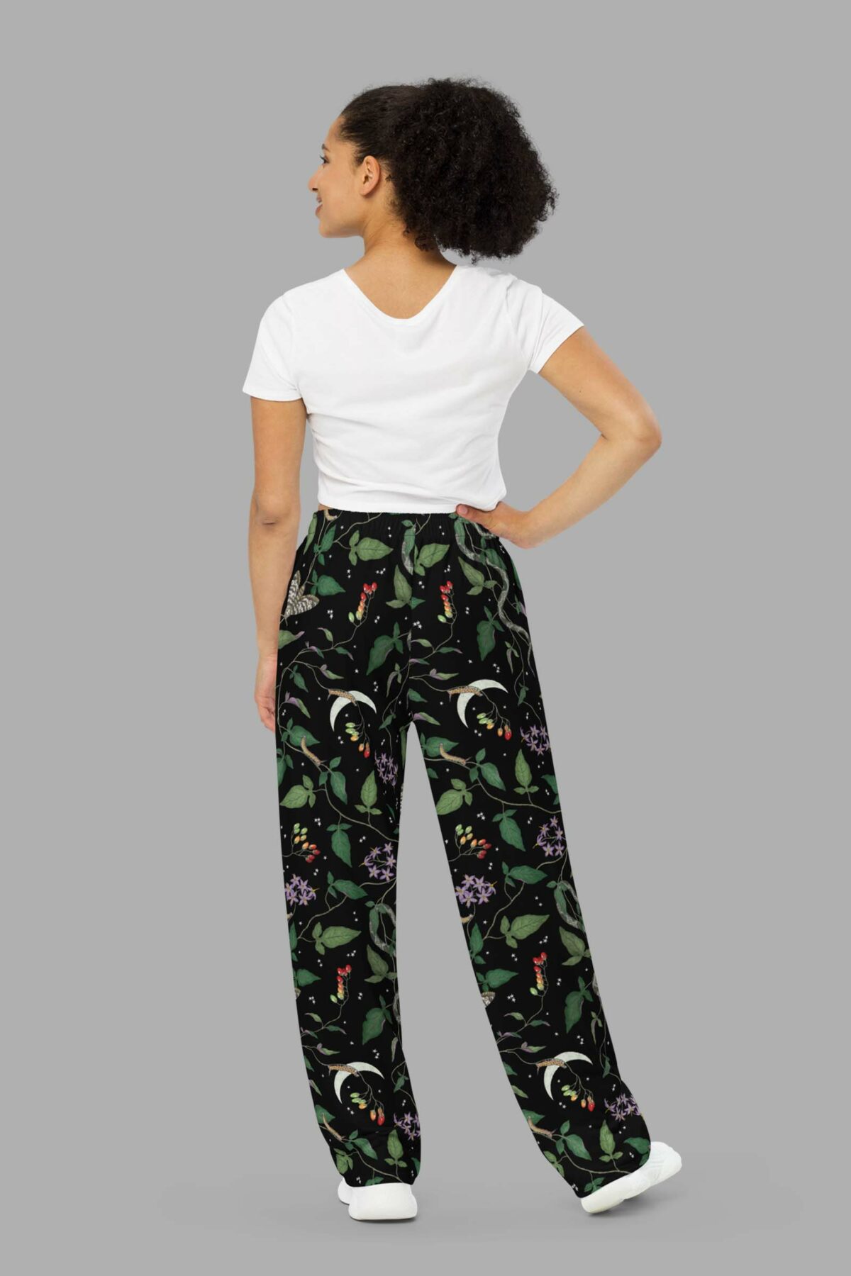 cosmic drifters nightshade print unisex wide leg pants back