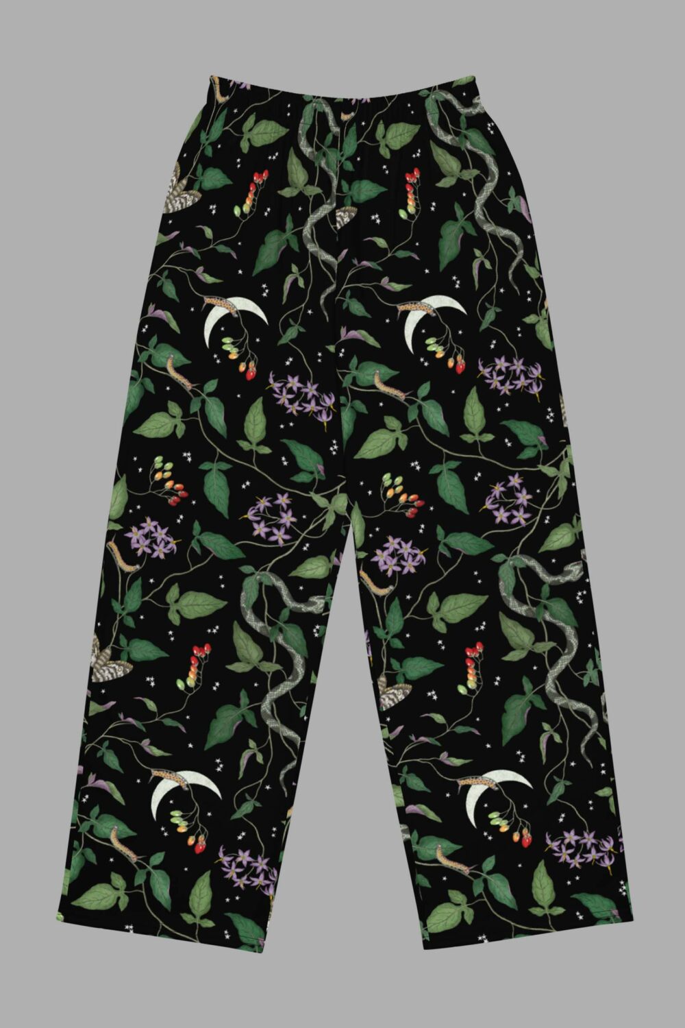 cosmic drifters nightshade print unisex wide leg pants front 2