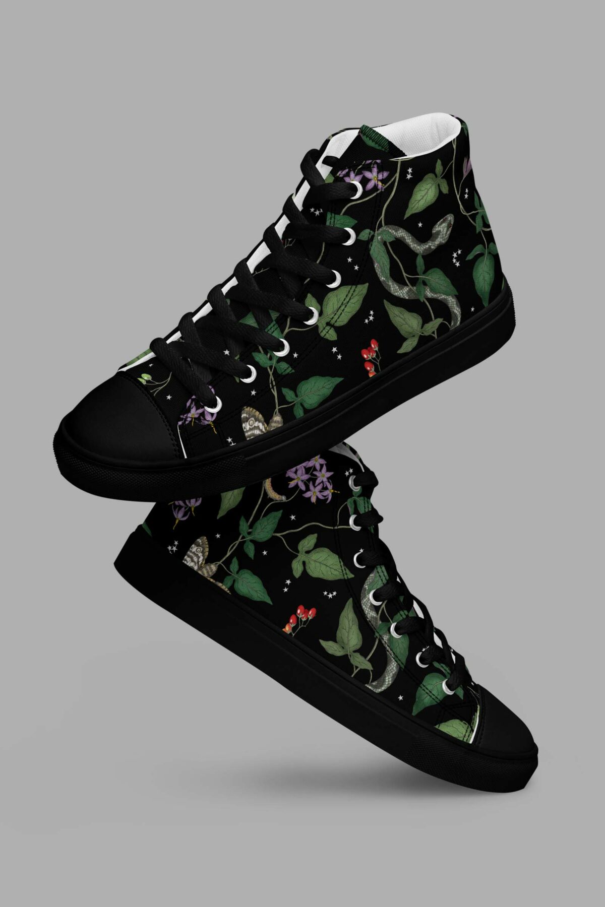 cosmic drifters nightshade print womens high top canvas shoes 3