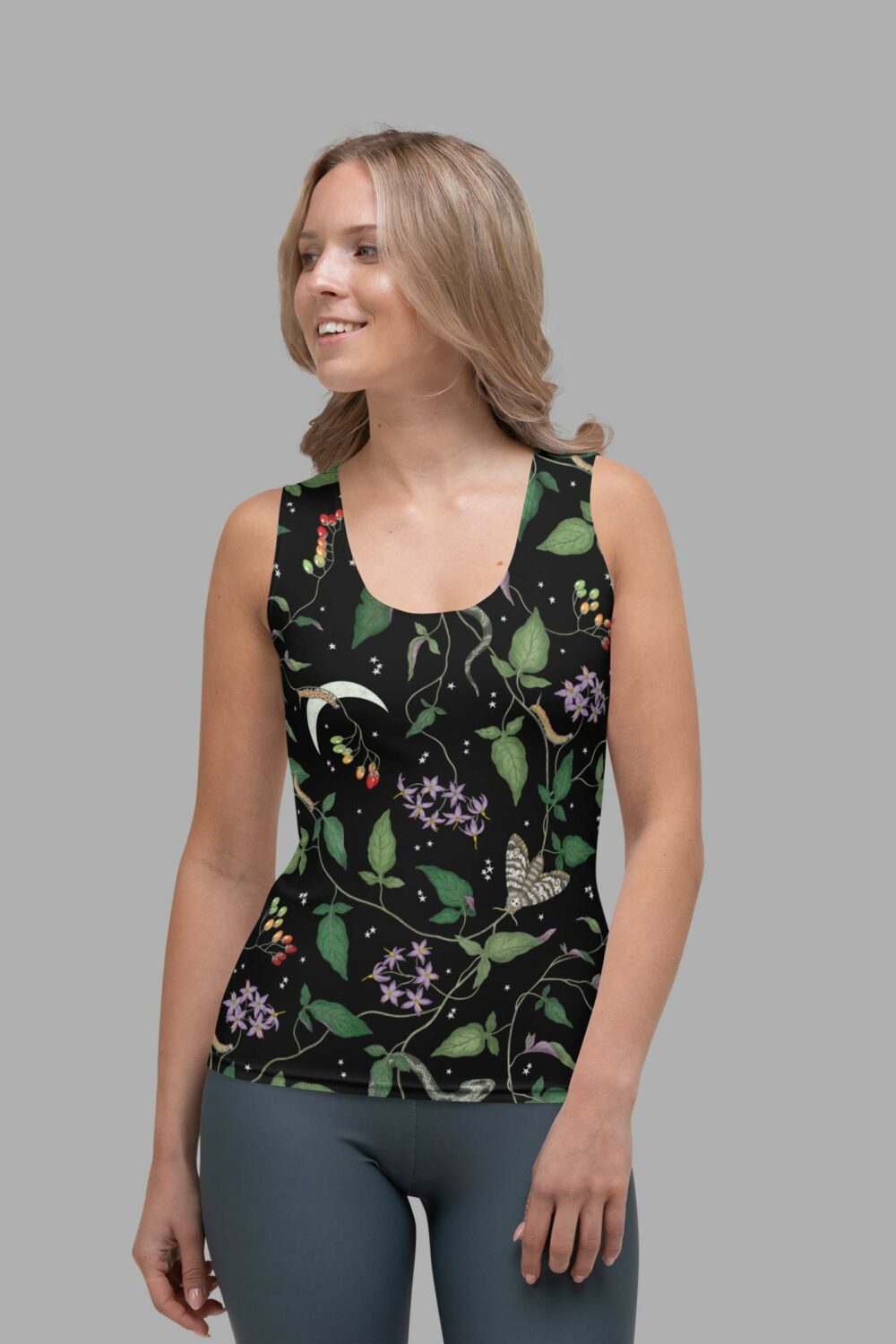 cosmic drifters nightshade print womens tank top front