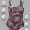 cosmic drifters pink suns moons print all over print one piece swimsuit
