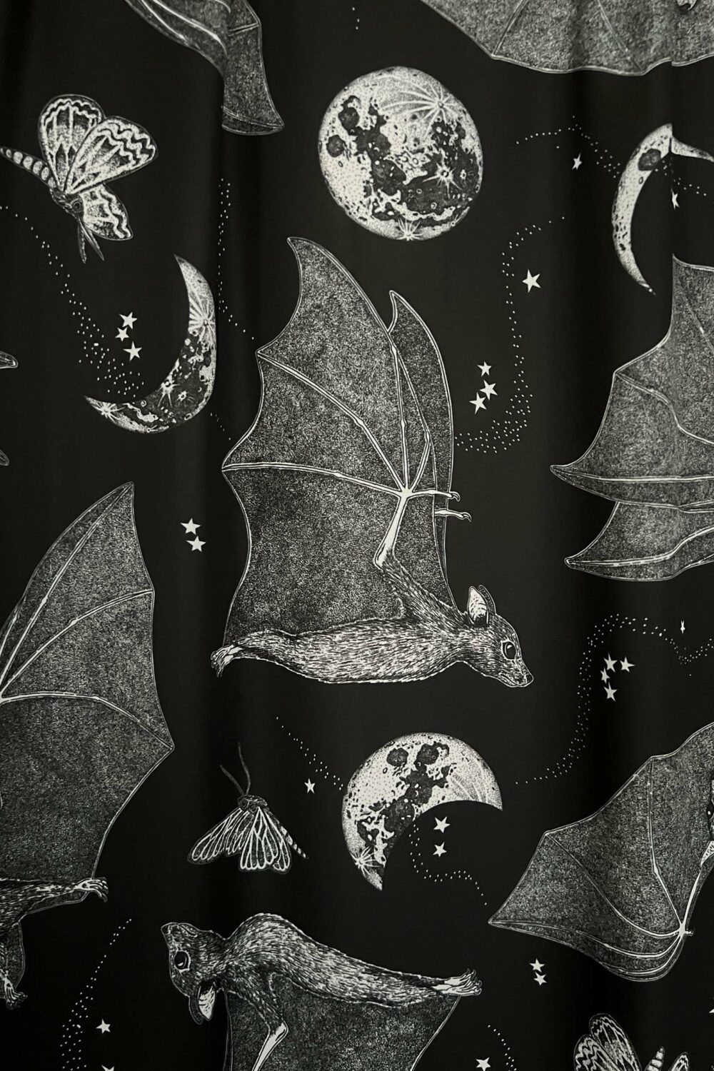 cosmic drifters printed moon dance fabric