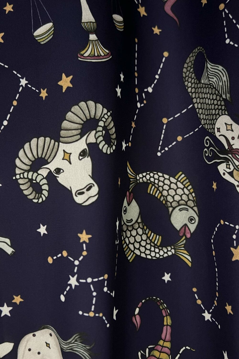 cosmic drifters printed zodiac skies fabric