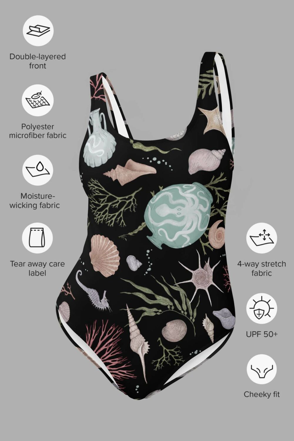 cosmic drifters sea witch print one piece swimsuit