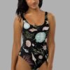 cosmic drifters sea witch print one piece swimsuit front