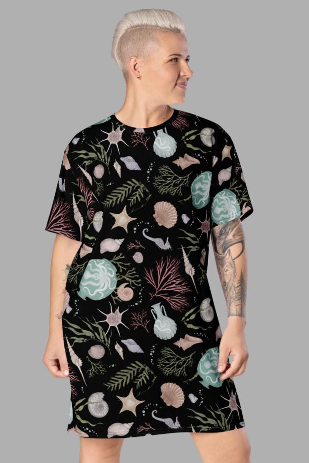 cosmic drifters sea witch print t shirt dress front2
