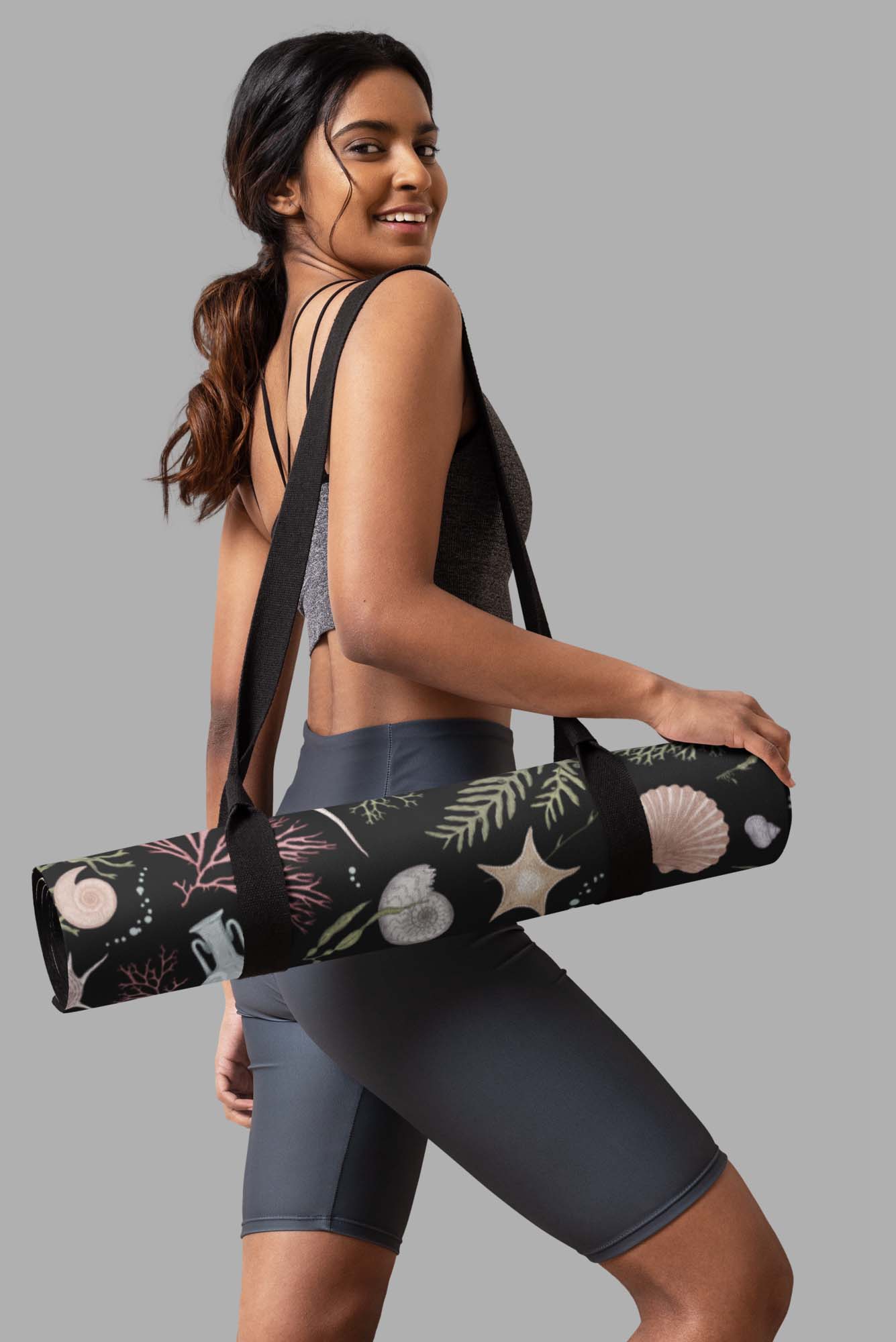 cosmic drifters sea witch yoga mat rolled