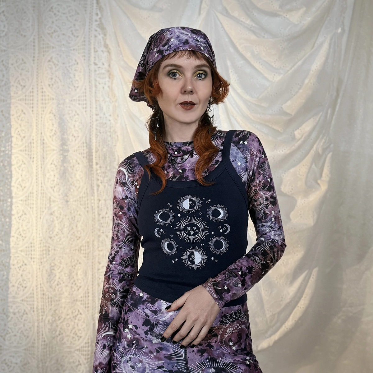 cosmic drifters stormy celeste print activewear