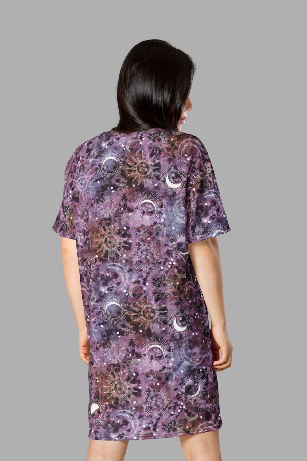 cosmic drifters stormy celeste print all over print t shirt dress back