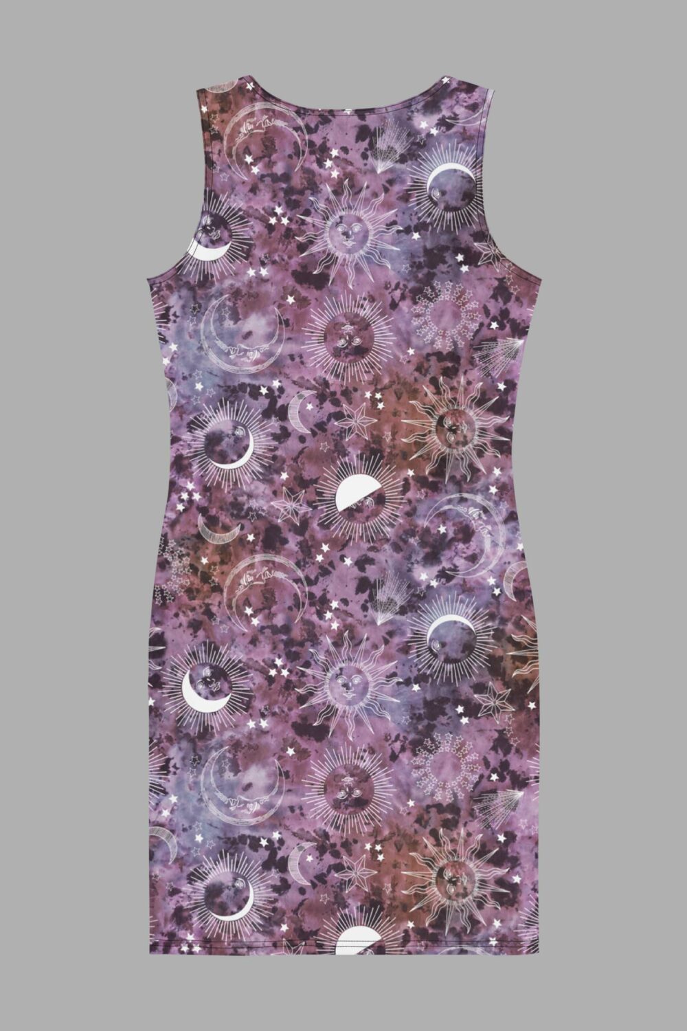 cosmic drifters stormy celeste print bodycon dress back 2