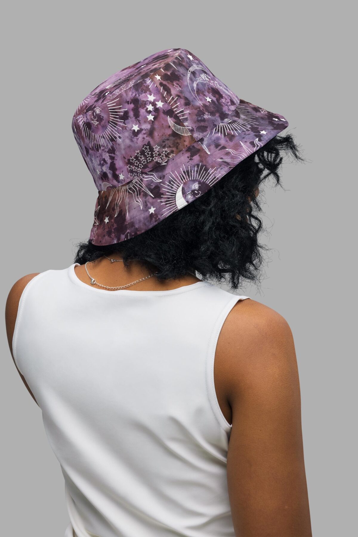 stormy celeste print reversible bucket hat
