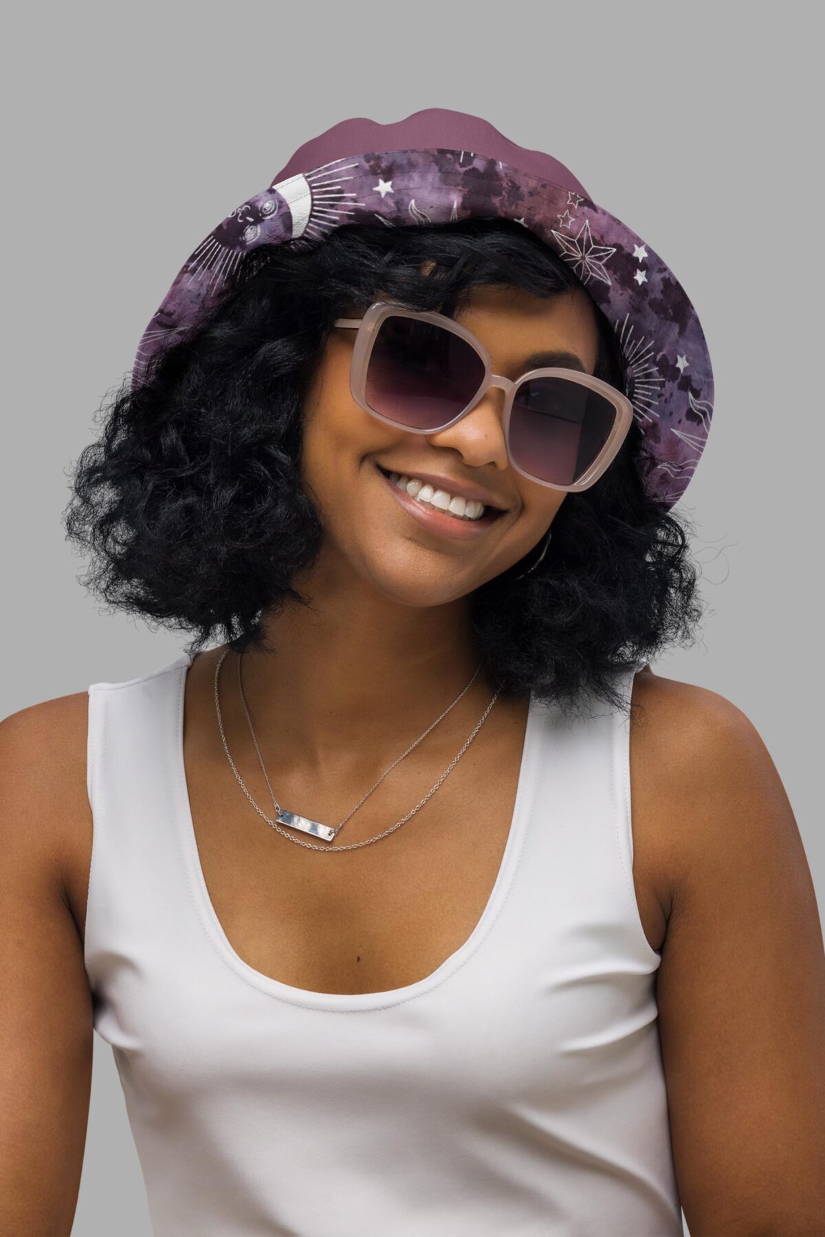 stormy celeste print reversible bucket hat
