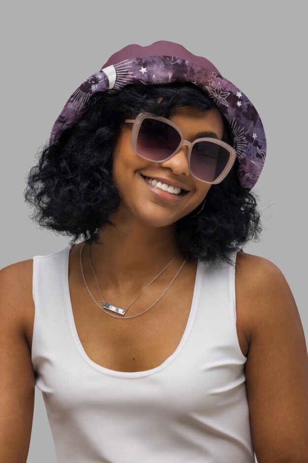 stormy celeste print reversible bucket hat